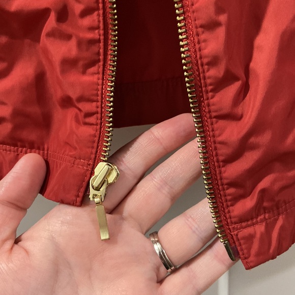 Zenergy Chico's Size 1 Burnt Orange Tab Sleeve Jacket gold hardware EUC - Picture 14 of 15